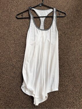 White Racerback Tank with Gray Trim